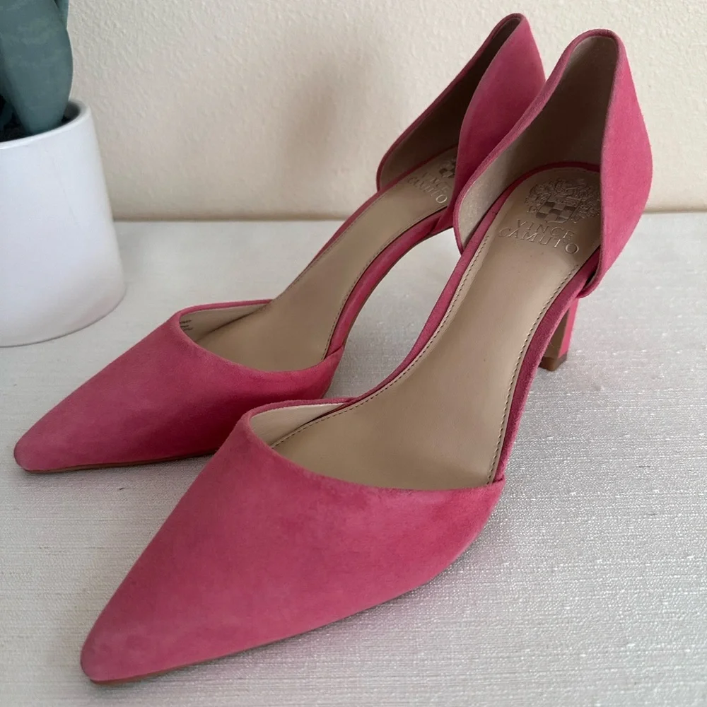 Vince Camuto Renny Geranium Pink Suede Pointed Toe D’orsay Pumps Women’s 10M - Picture 6 of 13